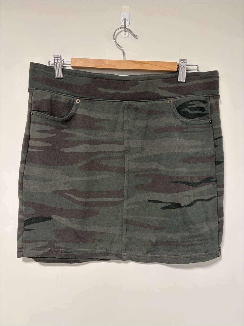 Z Supply Olive Green Camo Knit Mini Skirt